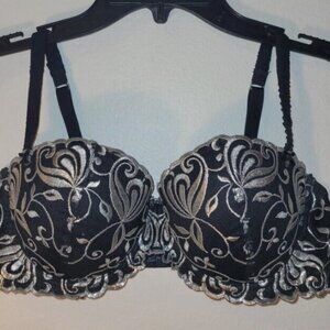 Ambrielle Black & Silver 36C Bra
